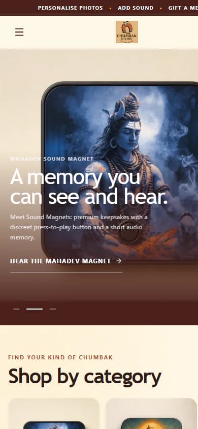Mobile view of The Chumbak Story sound-magnet concept